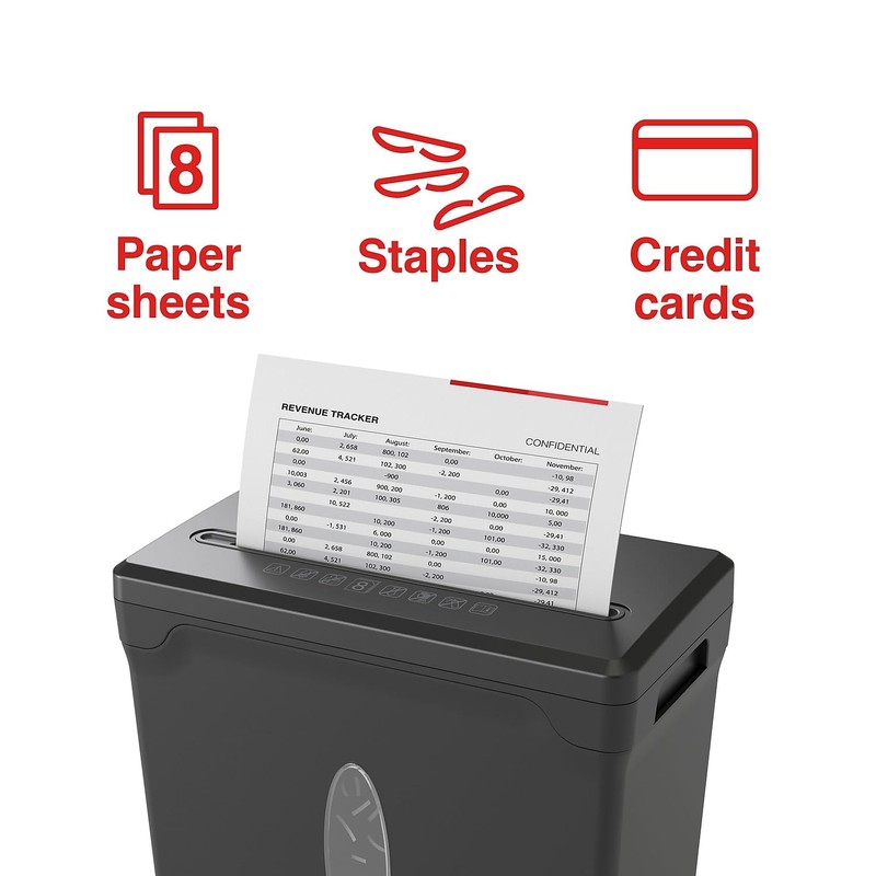 Staples Paper Shredder, 8-Sheet Cross-Cut, Anti-Jam, for Office & Home