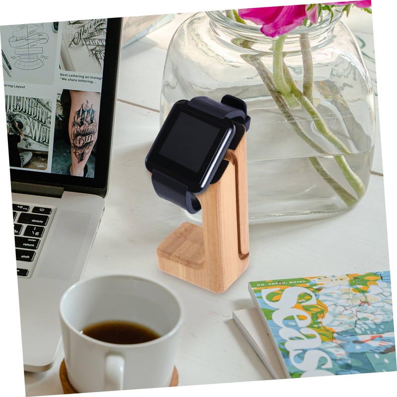 iplusmile 2pcs Bamboo Charging Stand for Smart Watch Natural Charging