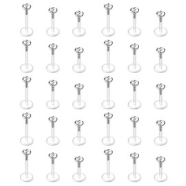 D.Bella Clear Earrings Plastic Earrings for Work Surgery Sports 16g Clear Cartilage Earrings Stud Plastic Helix Tragus Earring Piercing Retainer Clear Lip Rings Labret Retainers 6mm 8mm 10mm CZ