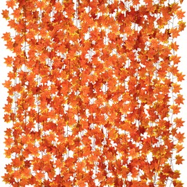 CQURE 36 Pack Fall Leaf Garland,Artificial Fall Vines Autumn Garland Fall Maple Leaves Thanksgiving Decor for Home Wedding Fireplace Christmas