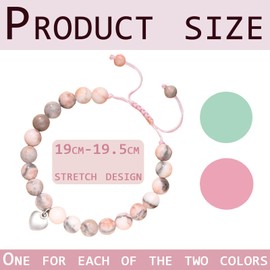 2 Pcs Anxiety Bracelet,Bracelets for Womens Crystal Bracelet Healing Bracelets for Women Bead Bracelet,Crystal Gifts for Women a Birthday Present(1 Pink and 1 Green) Crystal Bracelets for Women