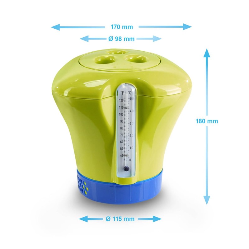 Pool Dosing Float with Thermometer Light Green Large Chlorine Dispenser