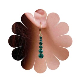 Aneneiceera Vintage Emerald Dangle Earrings Long Linear Emerald Earrings Dangle Green Crystal Earrings Emerald Huggie Hoop Earrings Emerald Bead Dangle Earrings Jewelry for Women