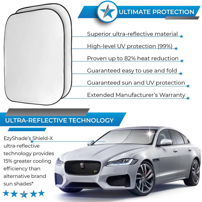 EzyShade Windshield Sun Shade with Shield-X Reflective Technology. See Size-Chart
