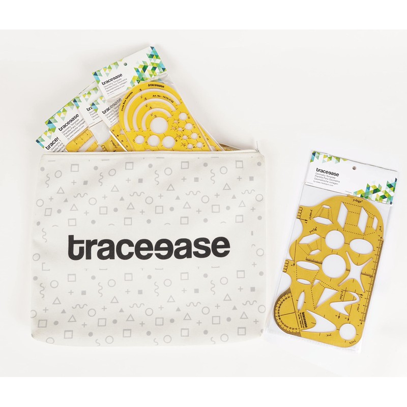 Traceease Multi-Pattern Geometry Template Drafting Tools with Ruler Geometric Rulers