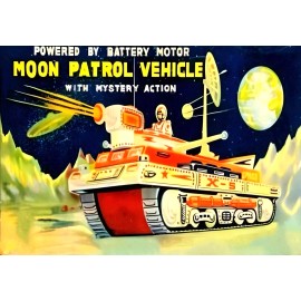 Vintage Space Moon Patrol Vehicle with Mystery Action Fridge Magnet 2.5 x 3.5"