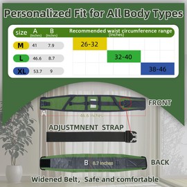 Ehucon Walking Belt Transfer Belt with 7 Handles - Care Belt for Seniors and Patients, Comfortable Transfer Belt with and Buckle, Adjustable, Maximum Load 150 kg (Green, Oversize)