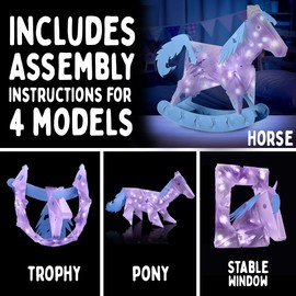 Creatto Twilight Rocking Horse & The Giddyup Gang Light-Up 3D Puzzle Kit, Includes Creatto Puzzle Pieces to Make Your Own Illuminated Craft Creations, DIY Activity & LED Lights