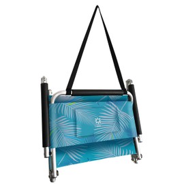 2 Pack of Neso Lightweight Water Resistant Beach Chairs with Shoulder Strap and Slip Pocket - Folds Thin (Aqua Fronds)