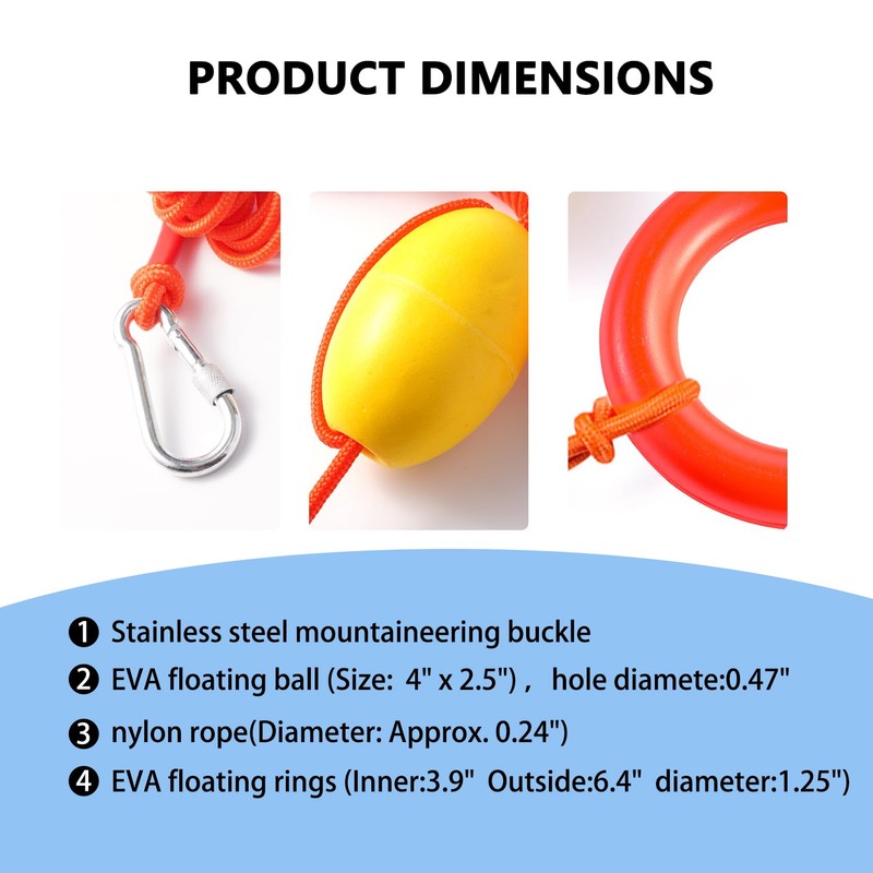 64ft Heavy Duty Floating Boat Rope with Buoy Float -