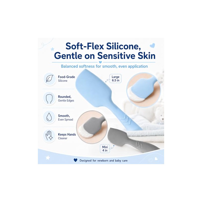 4-Pack Diaper Cream Spatula – Soft-Flex Silicone Butt Spatula for
