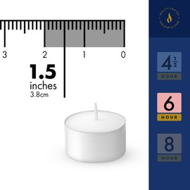 Lerner Tealight Candles, 50 Count| 6 Hours Long-Burning White Tea Light Candles| Non-Toxic, Smokeless & Soot-Free Tea Light Warmer Candles | Unscented Party, Décor, Shabbat Tea Candles