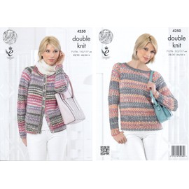 King Cole Ladies Double Knitting Pattern Womens Lace Sleeve Cardigan & Sweater Drifter DK (4250) by King Cole