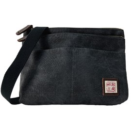 Hanpu Kobo 3J53 2-Way Sacoche Men's Shoulder Bag with Hanging Canvas, Black