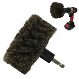 Horse Hair Brush for Drill, for Leather, Car Interior, Car Wheel, Upholstery, Furniture, Carpet(1 Pack)