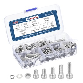Kozelo 140pcs M6 Socket Head Cap Screws Bolts Nuts Assortment Kit - [M6x8/10/12/16/20mm] 304 Stainless Steel Allen Socket Drive for 3D Printer