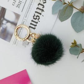 Lala 라라 천연 밍크털 키링-그린(LALAF151) Lala Natural Mink Fur Keyring - Green (LALAF151)