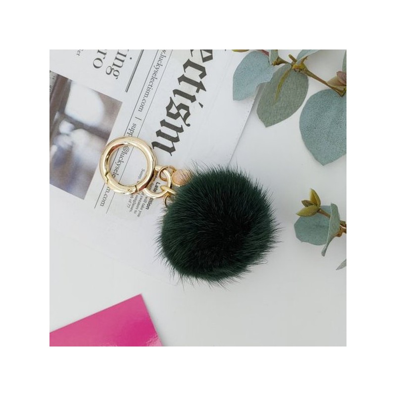 Lala 라라 천연 밍크털 키링-그린(LALAF151) Lala Natural Mink Fur Keyring