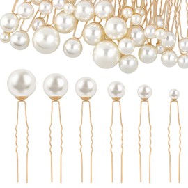 36 Pcs Wedding Pearl Hair Pins 6 Sizes Pearl Bobby Pins U Shaped Rhinestone Hair Clips Bridal Pearls Rhinestone Pearls Hair Accessories for Brides Bridesmaid Women Gifts