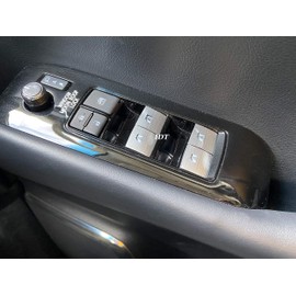 Alphard Vellfire Aluminum Power Window Switch Cover Silver Button Garnish, Set of 7, Custom Parts, Easy Installation, Early and Late Models (Silver)