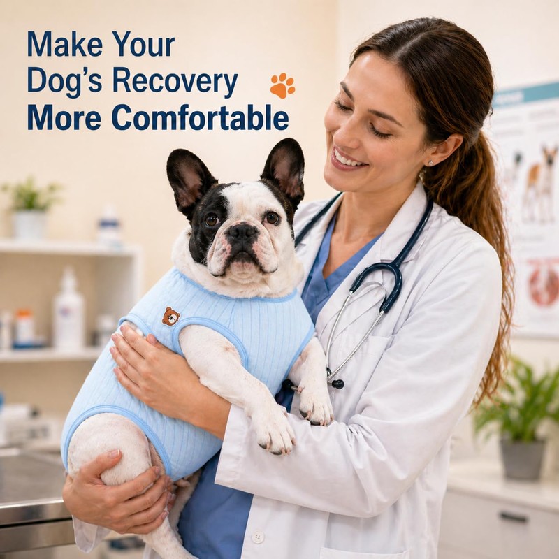 Paipeper French Bulldog Recovery Suit, Professional Dog Surgery Suit for