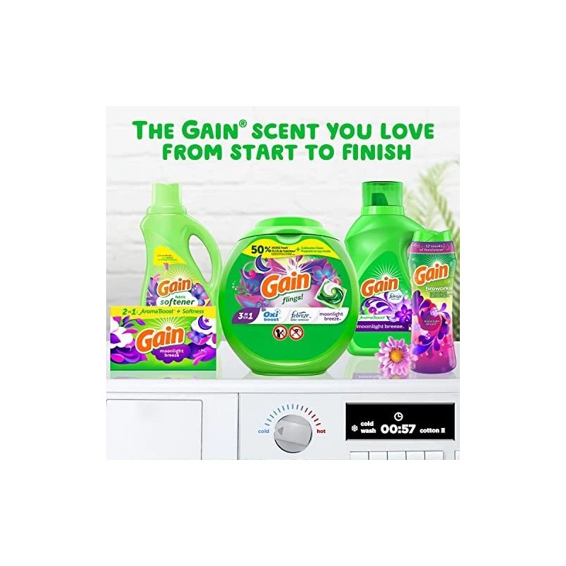 Gain, Fabric Softener Dryer Sheets, Moonlight Breeze, 105 Count (Pack