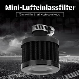 KIMISS 13mm Car Air Filter Crankcase Filter Crankcase Air Filter Crankcase Breather Filter Motorbike 0.5in Universal Mini Air Intake Filter Vent Crankcase Breather Car Accessory (Black)