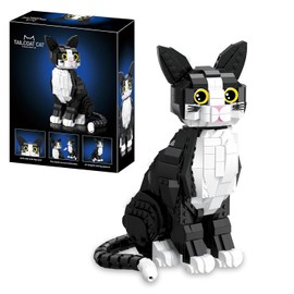 Tuxedo Cat Building Blocks, Cat Building Sets for Adult Teens Ages 18+, DIY Crafts Kit for Home Decor, Living Room or Bedroom, Cats Figure Toy for Home Office or Room Decor, Gift for Cat Lovers
