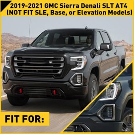 1 Pair Front Driving Fog Light Bezel Cover for 2019-2021 GMC Sierra 1500 4-Door Denali SLT AT4 Replaces 84176753 84176752
