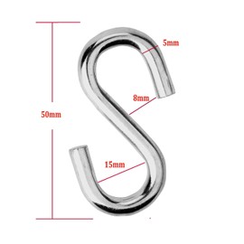 JY-MARINE S Hooks 316 Stainless Steel Marine Grade Heavy Duty S Shaped Hooks Metal Hooks for Hanging Hammock Stand Swing Plants Utility Hooks (5mmx50mm(12pieces))
