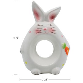Hand Painted Ceramic Christmas Napkin Rings (Set of 4) (Easter Rabbit)