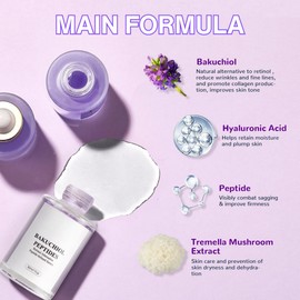 Bakuchiol & Anti Aging Serum For Women, Bakuchiol Plumping Ser-um for Face, Hydrating Face Serum For Women & Men, Anti Aging & Smooth Wrinkle, Retinol Alternative Peptide, Infused Serum, 30ml