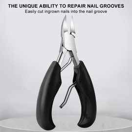 4Pcs Professional Nail Clippers Set, Ultra Sharp Sturdy Fingernail Clipper and Heavy Duty Toe Nail Clippers Adult Thick Nails Long Handle (Black)