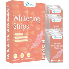 DENTELO Teeth Whitening Strips- Mint Flavor, Zero Sensitivity, Enamel Safe, Dentist Formulated,Teeth Whitener Strips, White Teeth, Tooth Whitening Strip, Smile Teeth Whitening (Peach)