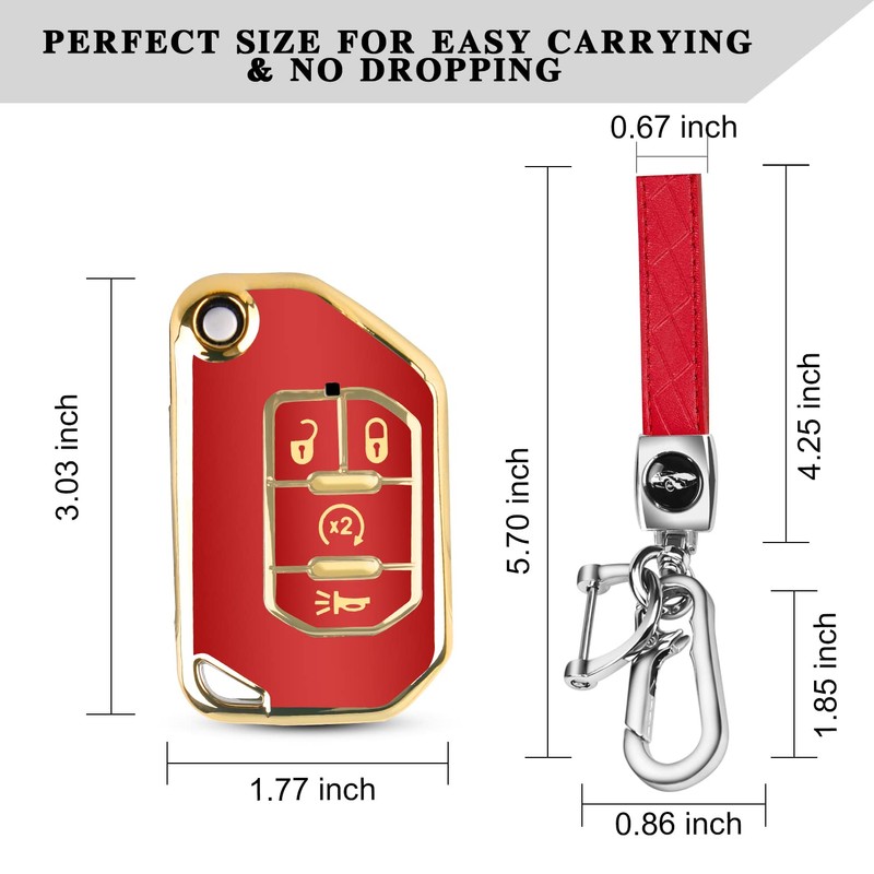 QBUC for Jeep Key Fob Cover with Keychain Flip Key