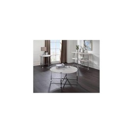 Maykoosh Timeless Trends End Table in White Oak &Chrome