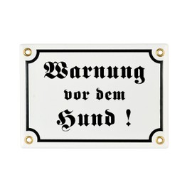 Sosenco Warning of the Dog Sign - 12 x 17 cm - Ceramic Enamel - Weatherproof - Dog Warning Sign - Caution Dog Sign - Enamel Sign - Enamel Sign (White)