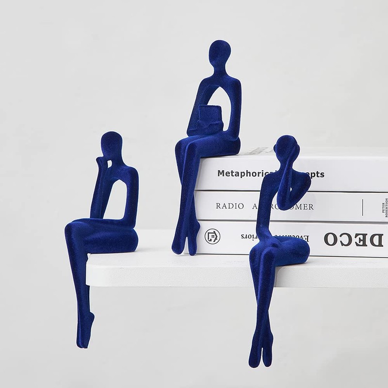 Octdays Blue Thinker Statue for Home Decor Modern Minimalist Sculpture