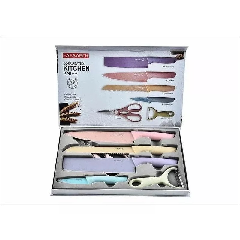 Everrich Juego 4 Cuchillos Con Tijeras Y Pelador Kitchen Color