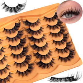 Cat Eye Lashes NINGLASH Wispy Lashes False Eyelashes Natural Look Fake Eyelash Pack Faux 3D Mink Lashes Strips 12 Pairs