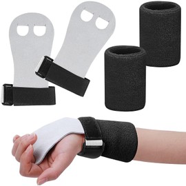 4 Pcs Palm Protector Gymnastics Grips Wristbands for Girls Youth Kids, Gymnastic Hand Grips Gymnastic Bar Palm Protection and Wrist Support Sports Accessories for Kids Workout and Exercise (Black)