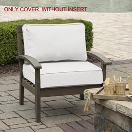 All Smiles White Outdoor Deep Seat Cushion Covers 28x28 Set of 2