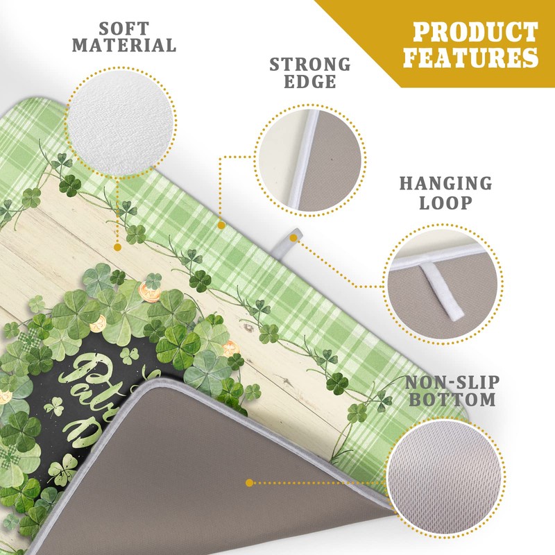 Lucky Clovers Dish Drying Mat for Kitchen 18x24 inch St