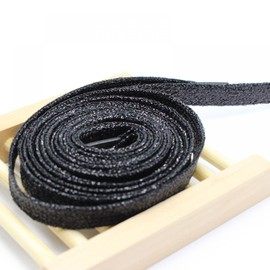 MAXGOODS Shoelaces,Metallic Glitter Flat Shoelaces for Women Girls and Kids,115cm,Canvas Sneaker Athletic Boots Shoe.Colour Black