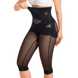 Gotoly Shapewear Tummy Control High Waisted Butt Lifting Shapewear Body Shaper Capri Shapewear Shorts Thigh Slimmer(Black,Medium)