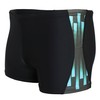 Aquarti Men's Swimming Trunks Short Sporty Stripes, black/blue