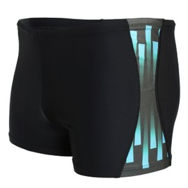 Aquarti Men's Swimming Trunks Short Sporty Stripes, black/blue