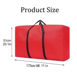 Extra Large Waterproof Storage Bag, Heavy-Duty Oxford Cloth Protective Bag with Reinforced Handles & Dual Zippers for Holiday Decorations,Christmas Tree, Cushions, Furniture, and Outdoor Use (Red)