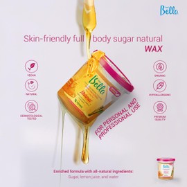 DEPIL BELLA Brazilian Sugar Wax, Hair Removal Wax for Personal & Professional Use, Organic, Natural, Vegan, Washable, All Skin Types - 2.87lbs