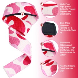Dickplay Weight Lifting Straps,1 Pair With Neoprene Padding Wrist Support and Gel Anti-slip Grips,Strongly Stitched Gym Lifting Straps for Fitness Weight Lifting,Deadlifts,Strength Training,Camo Pink